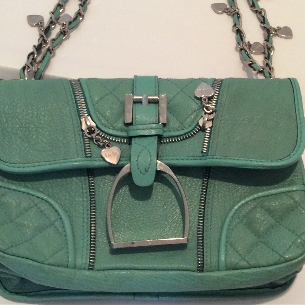 Luella Turquoise Leather Carmen Biker Heart Purse